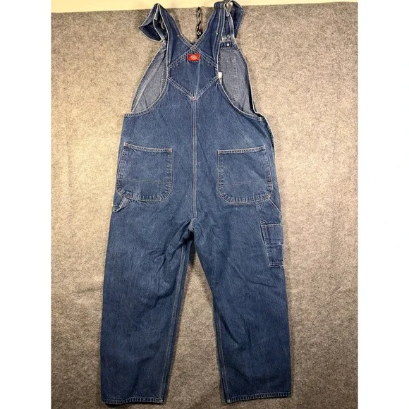 Dickies Men's Blue Denim Bib Overalls Carpenter Work Pants 40x30 - Picture 8 of 8